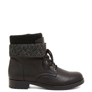 Torrid Foldover Sweater Trim Combat Bootie